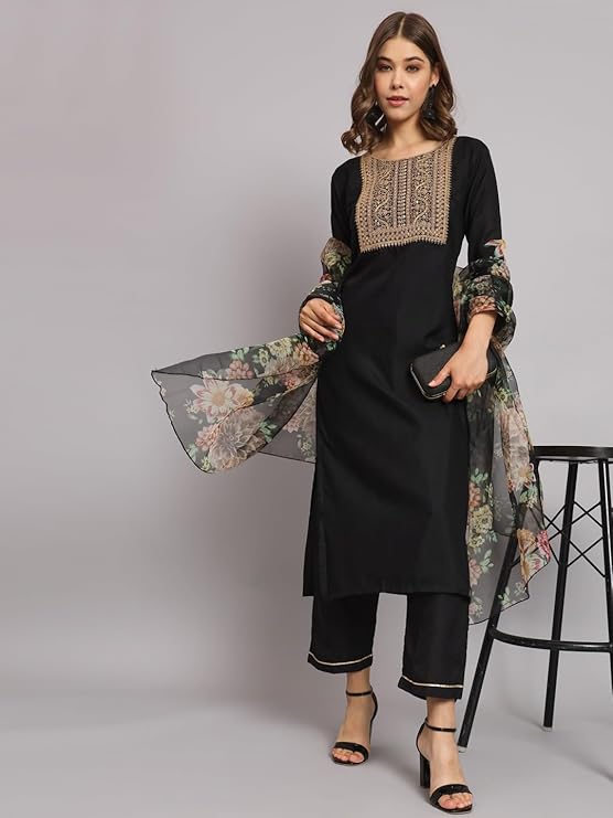 VredeVogel Women Silk Blend Kurta Pant with Dupatta Set - Image 5