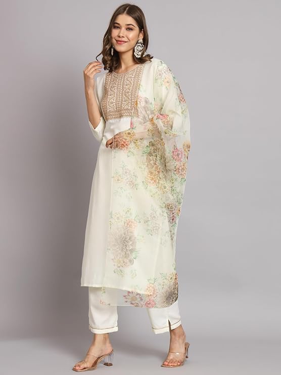 VredeVogel Women Silk Blend Kurta Pant with Dupatta Set - Image 2