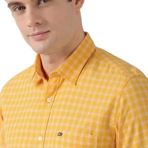 Peter England Men's Slim Fit Full Sleeve Checkered Casual Shirt | 100% Cotton | Premium Twill Weave