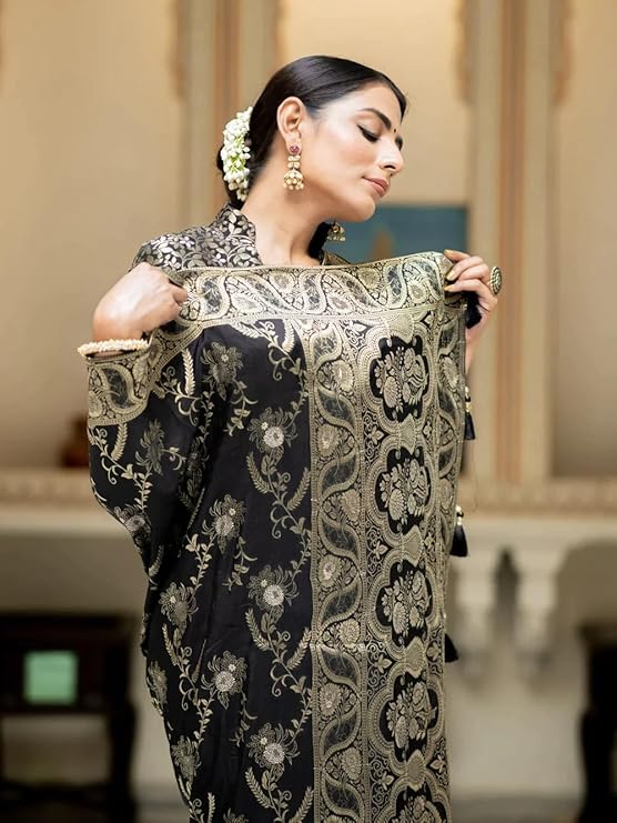 C J Enterprise Women's Pure Kanjivaram Soft Silk Saree Banarasi Style Sarees For Wedding With Blouse Piece (Almari-51) - Image 4