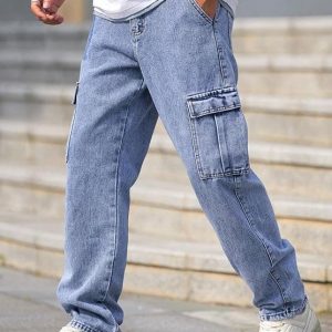 TAGAS Men Loose Fit Men's Flip Pocket Jeans || Mens Stylish Cotton Loose Fit Denim Cargo || Multi-Pocket Styling Pant||